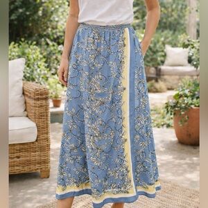 Max Studio Blue and Yellow Floral Maxi Skirt